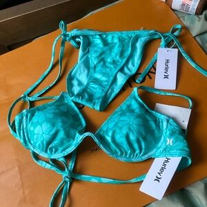 Hurley Aqua Floral String Bikini